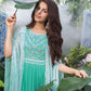 Tropical Sea Green Viscose Georgette Indo-Western Fancy Kaftan Dress