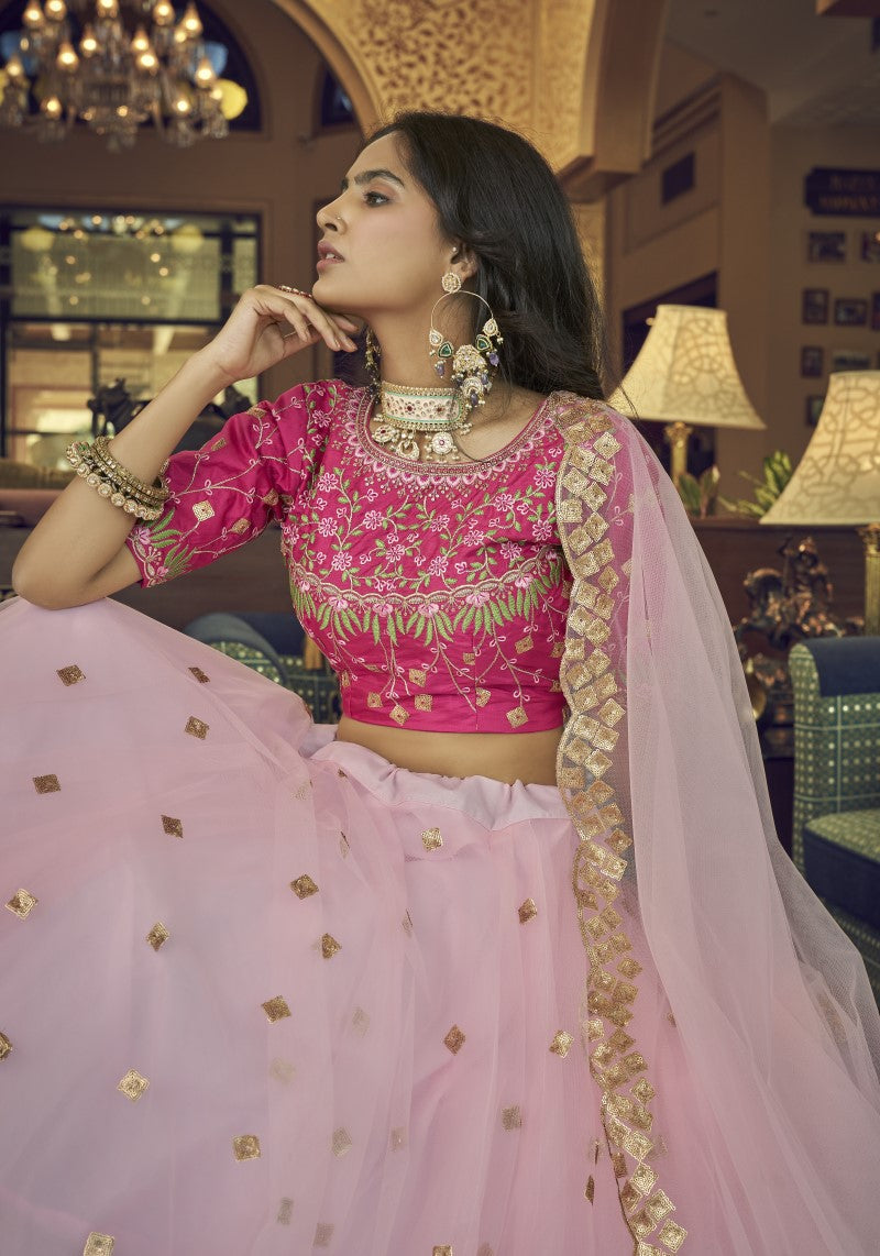 Buy Designer Pink Lehenga Choli Online At Zeel Clothing