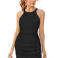 Designer Halter Neck Ruched Bodycon Dress