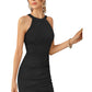 Designer Halter Neck Ruched Bodycon Dress