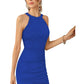 Designer Halter Neck Ruched Bodycon Dress
