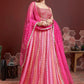 Digital Print Pure Chinnon Silk Pink Lehenga Choli