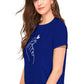 Royal Blue Heart Print Women’s Cotton Round Neck T-Shirt