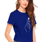 Royal Blue Heart Print Women’s Cotton Round Neck T-Shirt