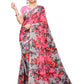 Pink Floral Printed Georgette Saree With Blouse