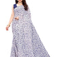 Block Printed Blue Georgette Saree With Blouse