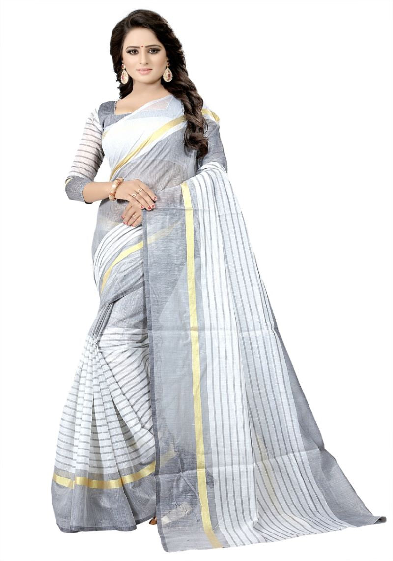 Graceful Pattern Chanderi Cotton Saree With Blouse