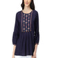 Women's Embroidery Blue Rayon Top
