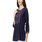Women's Embroidery Blue Rayon Top Side Pose