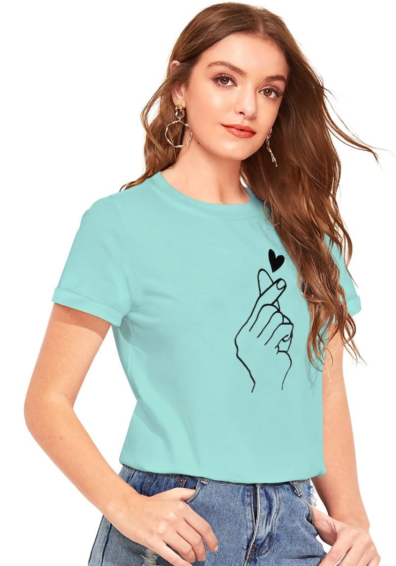 Women's Round Neck T-Shirt Side View