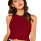 Round Neck Sleeveless Crop Top For Women