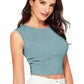 Women's Stylish Crop Top Pista Color Side Pose 2