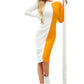 White and Orange Western Midi Dress Front