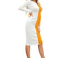 White and Orange Western Midi Dress Side Pose 1