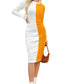 White and Orange Western Midi Dress 