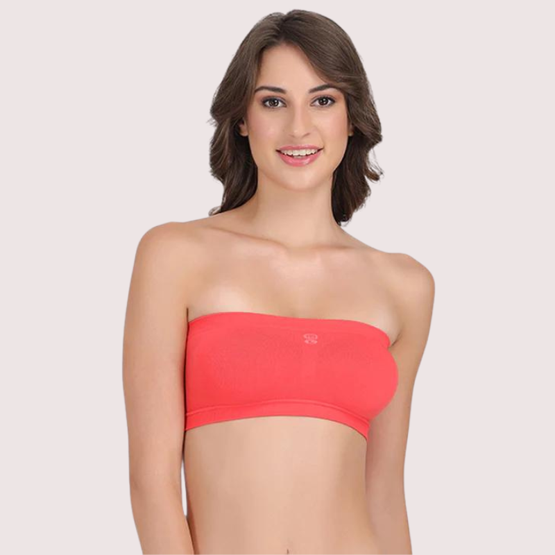 Sexy Coral Red Tube Bandeau Bra Top for Her