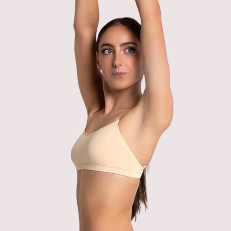 Sexy Tube Bandeau Bra with Transparent Straps in Nude