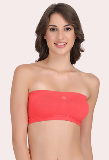 Sexy Coral Red Tube Bandeau Bra Top for Her